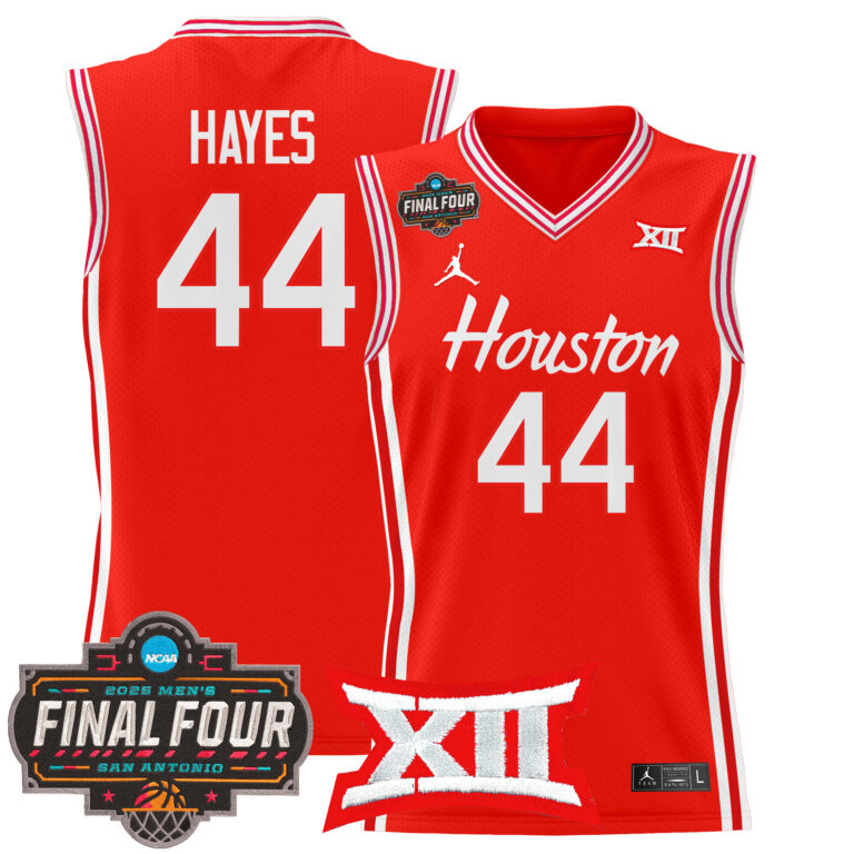 Men Houston Cougars #44 Hayes red 2025 Final Four Patch NCAA Jersey->more ncaa teams->NCAA Jersey